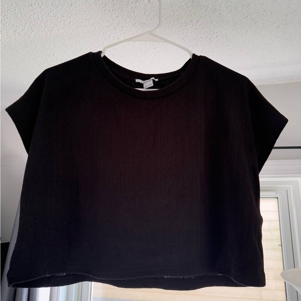 Revamped Black Boxy Crop T-Shirt